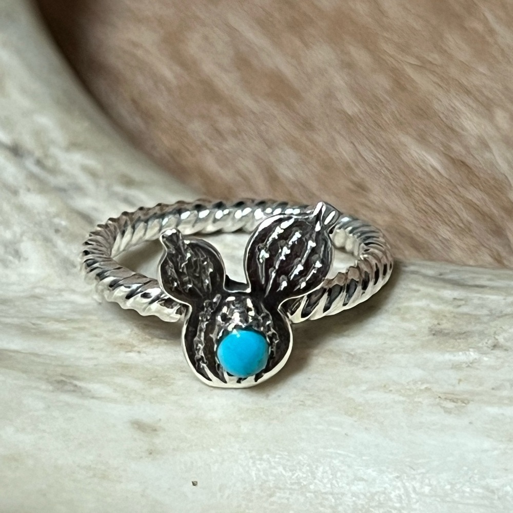 Chaco Canyon Trading Native American Sterling Silver Cactus Turquoise Ring